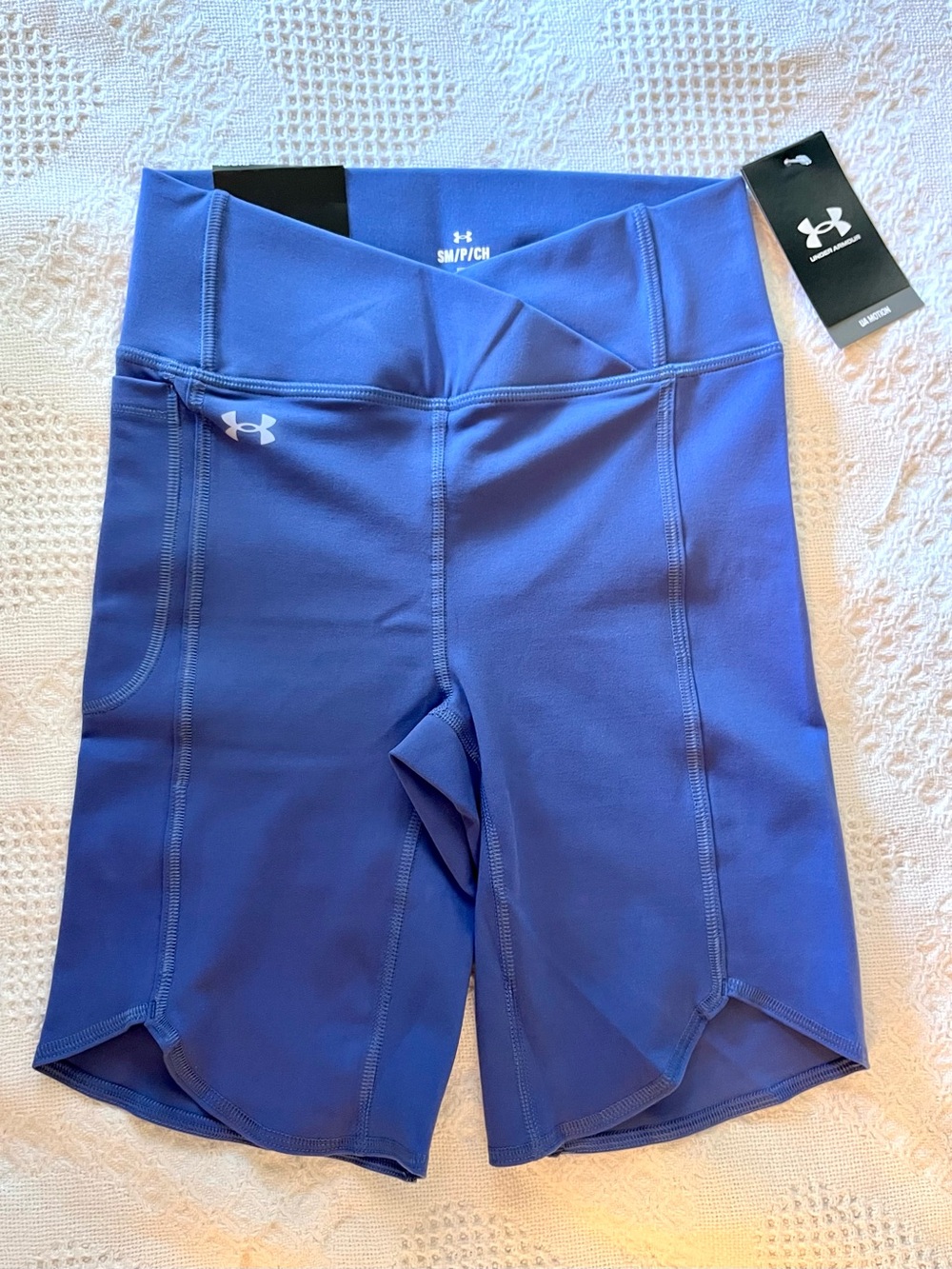 NWT Under Armour Purple-Blue High-Rise Performance Shorts Fitted Bike Shorts